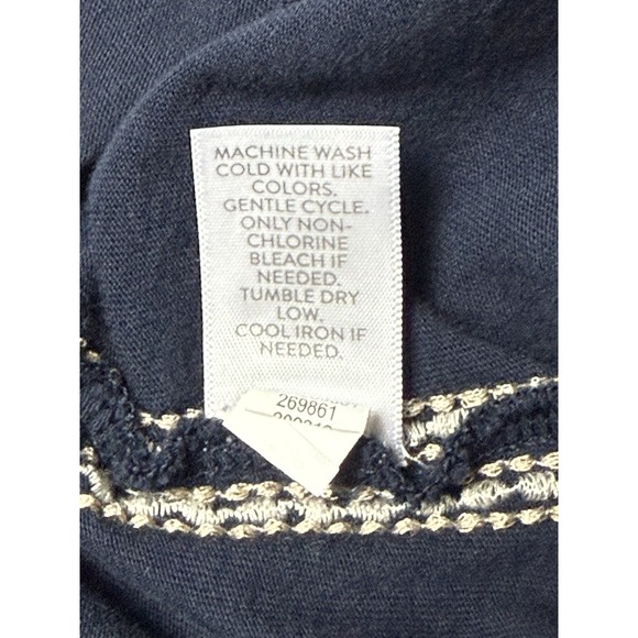 J Jill Relaxed Embroidered T-Shirt Dress Size‎ M Pure Jill Navy Blue Pullover - Picture 9 of 9